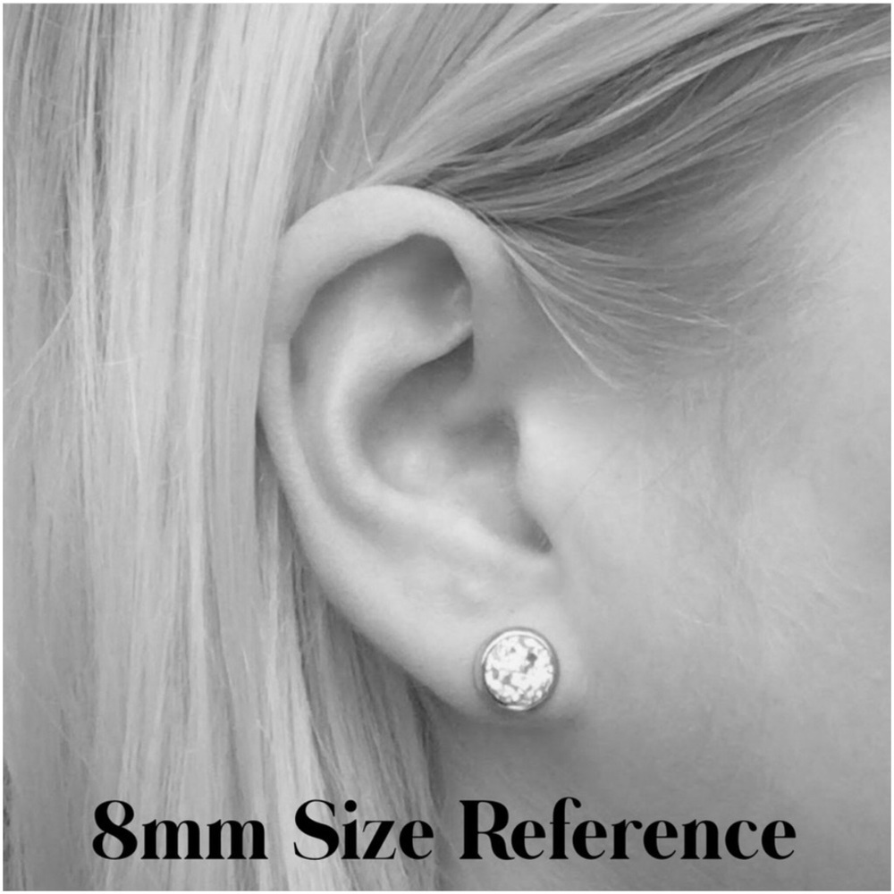 Silver Faux Druzy 8mm Post Back Stud Earrings! - Picture 11 of 16